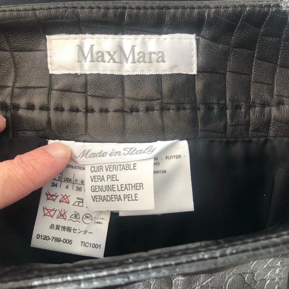 Max Mara black leather pencil skirt size 4